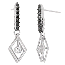 14K White Gold Black Diamond Droop Earrings D-0.29