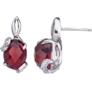 0.08 Ct Diamond & 10x8 mm Garnet Earrings in Sterling Silver