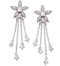 14K White Gold Floral Pair of Earrings