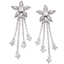 14K White Gold Floral Pair of Earrings