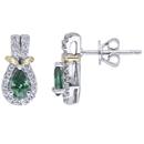 0.21ct Diamond & 5/3MM Emerald Earrings in 14K Two-Tone