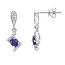 14K White Gold Round Sapphire and Diamond Earrings