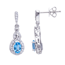 0.29t Diamond & 6x4MM Blue Topaz Earrings in 14K White Gold