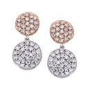14K Two-Tone White and Pink Round Diamond Earrings 