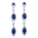14K White Gold Earrings with Round Diamonds and Sapphires 