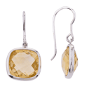 Silver earrings with 10mm size citrine