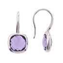 Silver earrings with 8mm checkboard cut square amethyst