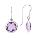 Silver earrings with 8mm checkboard cut square amethyst