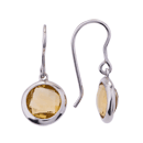 Silver earrings with 8mm size citrine