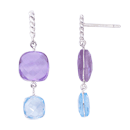 Silver earrings with Amethyst and Blue Topaz