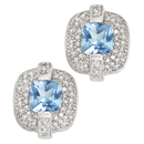 14K White Gold semi precious Blue Topaz pair of earrings (G/SI2, D-0.66ct. BT-6x6mm). 