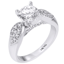 Genesis 14K White Gold, Micro-Pinpoint Pave Set Engagement Ring D-0.20ct.