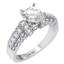 14K White Gold, Hand Milgrained, Prong-Set Engagement Ring D-0.50ct.