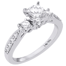 Genesis 14K White Gold, Prong Engagement Ring D-0.44ct.