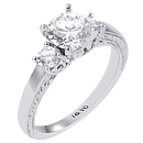14K White Gold  Round Diamond Engagement Ring D-0.32ct.