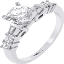 14K White Gold  Baguette & Princess Cut Diamond Engagement Ring