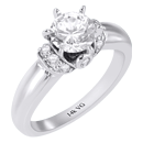 14K White Gold Round Diamond Engagement Ring D-0.21ct.