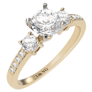 14K Yellow Gold Round Diamond Engagement Ring D-0.42ct.