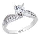 14K White Gold Round Diamond Engagement Ring 