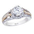 14K Two-Tone Round Diamond Engagement Ring 