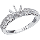 14K White Gold, Hand Milgrained, Prong-set Engagement Ring (SI2/G, D-0.20ct.)