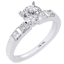 14K White Gold, Channel set Bridal Engagement Ring (D-0.49ct.)