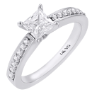 14K White Gold, Hand Milgrained, Prong-set Bridal Bridal Engagement Ring (D-0.20ct.) 