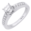 14K White Gold, Hand Milgrained, Prong-set Engagement Ring (D-0.24ct.)