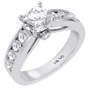 14K White Gold, Prong-Set Engagement Ring (SI2/G, D-1.03ct
