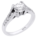 Genesis Couture 14K White Gold Round Diamond Engagement Ring D-0.55ct.