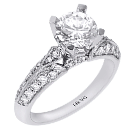 14K White Gold, Hand Milgrained, Prong-Set Engagement Ring D-0.47ct.