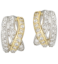 14K two-tone pair of diamond earrings (G /SI2,D-1.00ct)