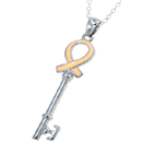 Yellow Ribbon 14K White Gold and Enameled Support Our Troops Key Pendant