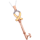 Yellow Ribbon 14K Pink Gold, Diamond and Enameled Support Our Troops Key Pendant