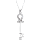 14K White Gold Diamond Cancer Awareness Pendant Diamond 