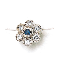 14K White Gold Sapphire Necklace (SI2/G, D-0.15ct, S-0.10ct.)