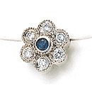 14K White Gold Sapphire Necklace (SI2/G, D-0.15ct, S-0.10ct.)