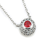 14K White Gold Ruby Necklace (SI2/G, D-0.65ct, R-0.50ct.)