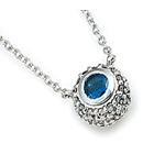 14K White Gold Sapphire Necklace (SI2/G, D-0.42ct, S-0.40ct.)