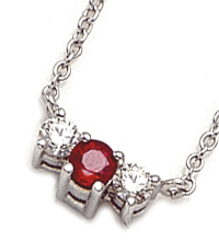 14K White Gold Ruby Necklace (SI2/G, D-0.40ct, R-0.55ct.)