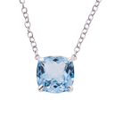 Silver pendant with 8mm blue topaz