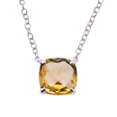 Silver necklace with 8mm square Citrine 