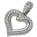 14K white gold heart shape pendant (G/SI2, 0.90ct) 