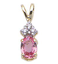 14K Yellow gold pink sapphire pendant (G/SI2, D-0.05ct, PS-0.53ct.)  
