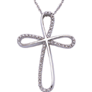 14K white gold Diamond Cross Pendant (G/SI2, 0.32ct) 