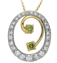 14K Two-Tone colored diamond pendant (enhanced yellow,G/SI1,SI2, 0.90ct)