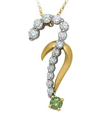 14K Two-Tone colored diamond pendant (Enhanced Green/G, SI1/SI2, 0.55ct)
