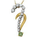 14K Two-Tone colored diamond pendant (Enhanced Green/G, SI1/SI2, 0.55ct)