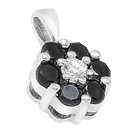 0.40 Ct Black Diamond Flower Pendant in 14K White Gold