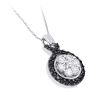 0.24 Ct White Diamond & 0.19 Ct Black Diamond Pendant in 14K White Gold